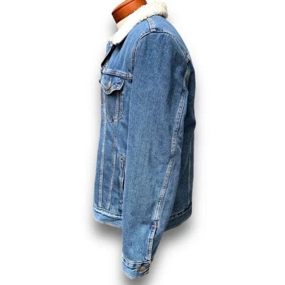 Levi Signature Gold Sherpa Lined Trucker Denim Jean Jacket Men’s size Medium - Picture 15 of 15